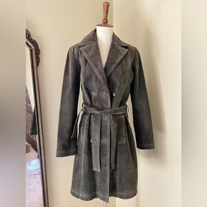 Vintage Wilson’s Leather Maxima Women’s Trench Greenish Brown Taupe Size Small